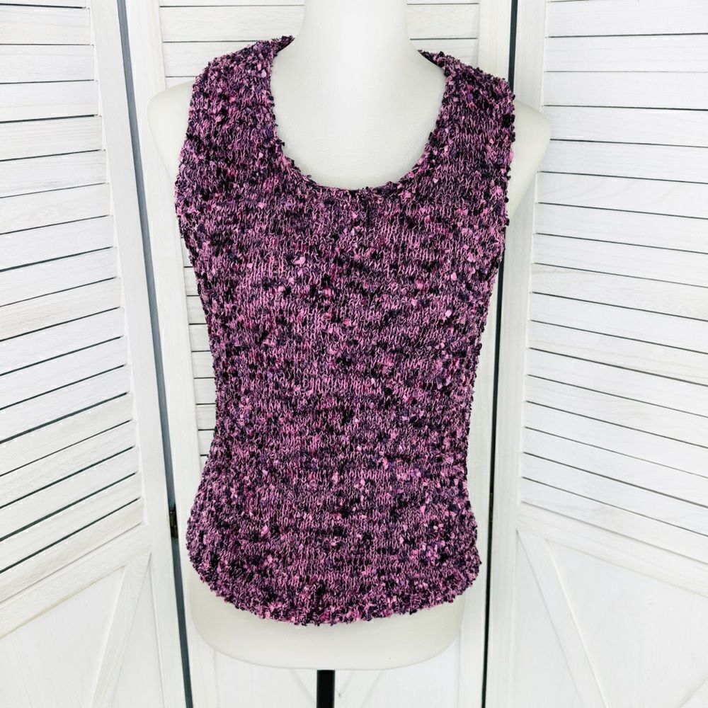 Units Petite Confetti Speckle Knit Sleeveless Tank Top‎ Purple Medium